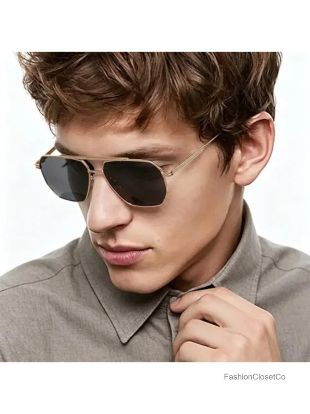 Retro Oversized Square Aviator Sunglasses Large Metal Frame UV400